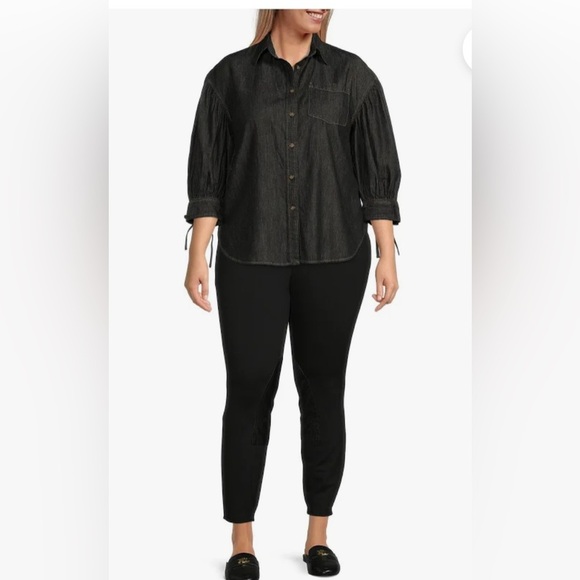 Lauren Ralph Lauren Black Button-Down Shirt
Denim Blouson-Sleeve Blouse Size 2X - Picture 3 of 9